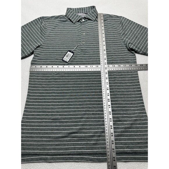 Johnnie O Shirt Men's Small Green Striped Performance Polo Short Sleeve JMP04190 - Picture 5 of 9